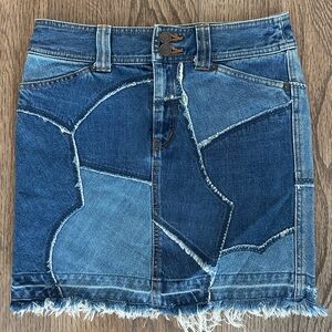 Vintage Hysteric Glamour Asymmetrical Patchwork Denim Skirt (S)